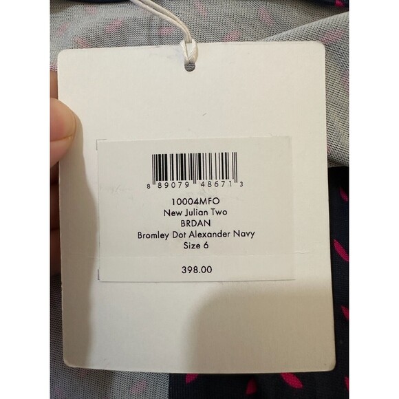 Diane Von Furstenberg Wrap Dress Size 6 Julian Two Silk Bromley Dot Navy Blue - Picture 7 of 9